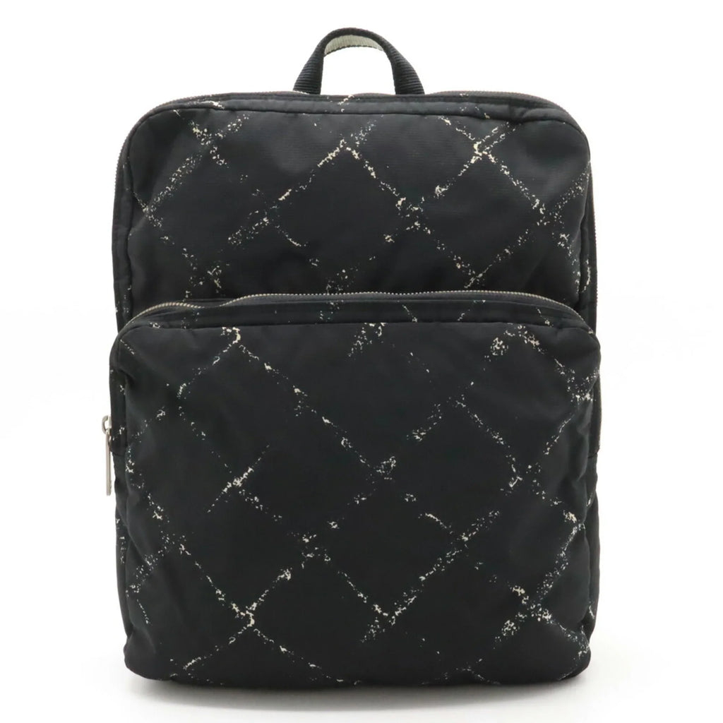 Pre-Owned Travel Old Black Rucksack Line CHANEL Daypack (Good) Nylon Backpack Chanel Jacquard